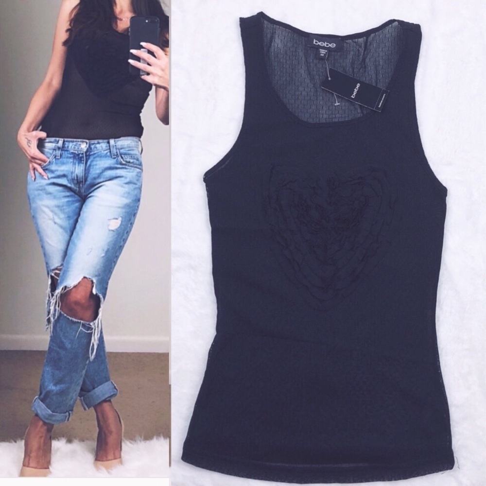 bebe mesh dot tank top sz XS